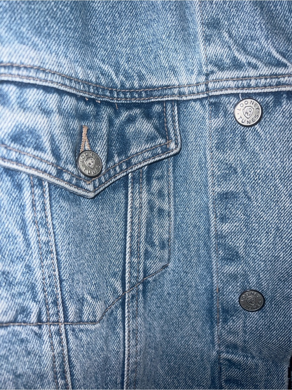 Warner Bros. Light Wash Blue Denim Jacket | Looney Tunes Jean Jacket - Picture 3 of 5